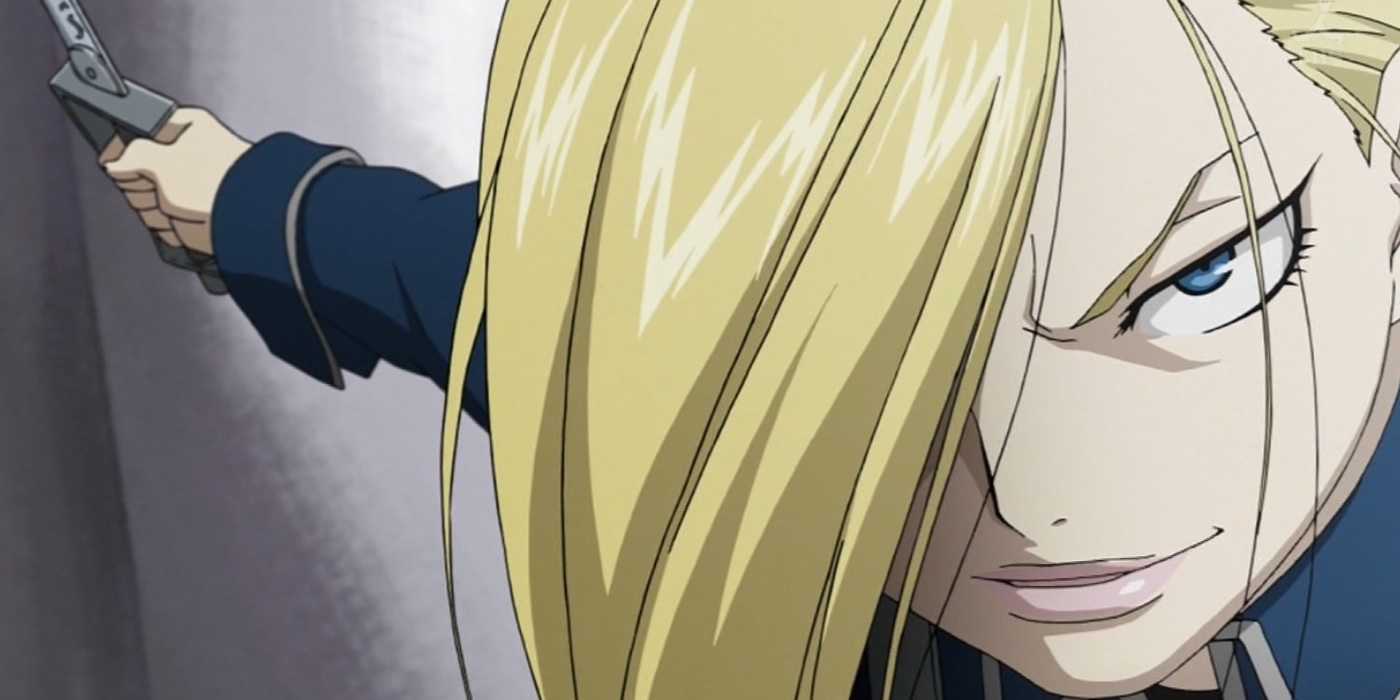 Olivier Mira Armstrong avec son sabre dans FMA : fraternité