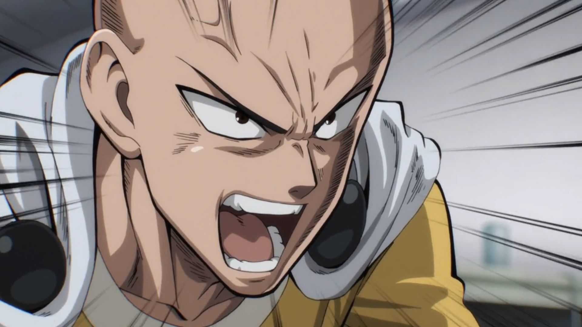 Saitama fait rage avec une veine saillante sur le front dans One-Punch Man Saison 3