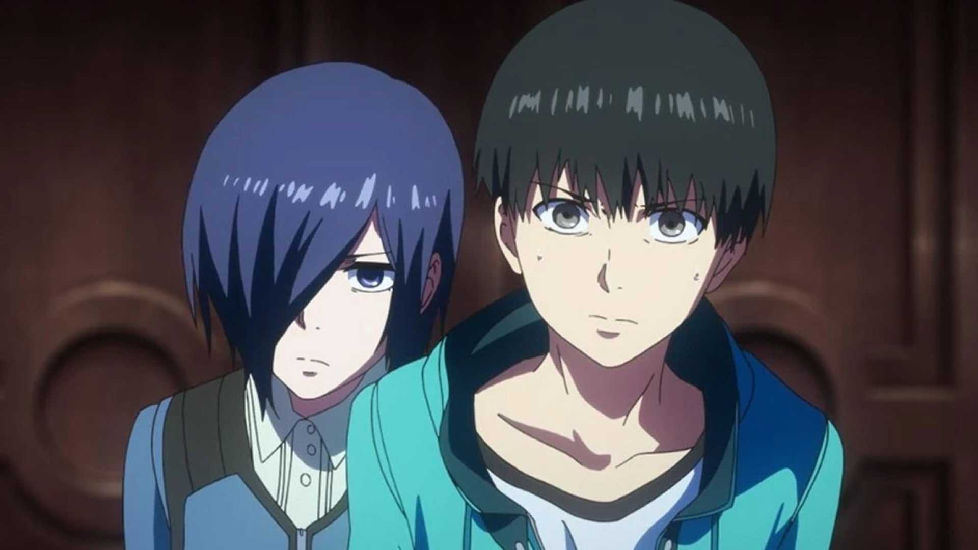 Kaneki and Touka Fighting an Enemy in Tokyo Ghoul anime