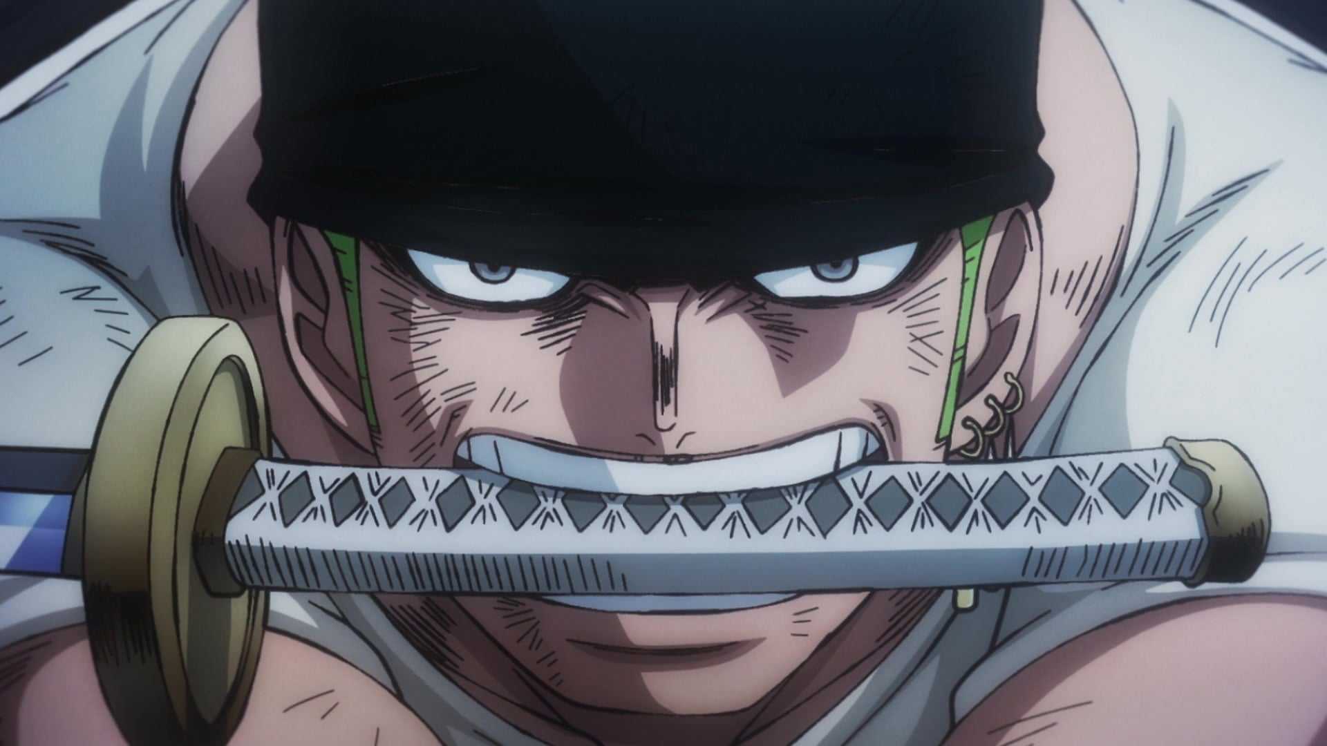 Le tristement célèbre "Chasseur de pirates" Roronoa Zoro des Pirates au Chapeau de Paille de One Piece.