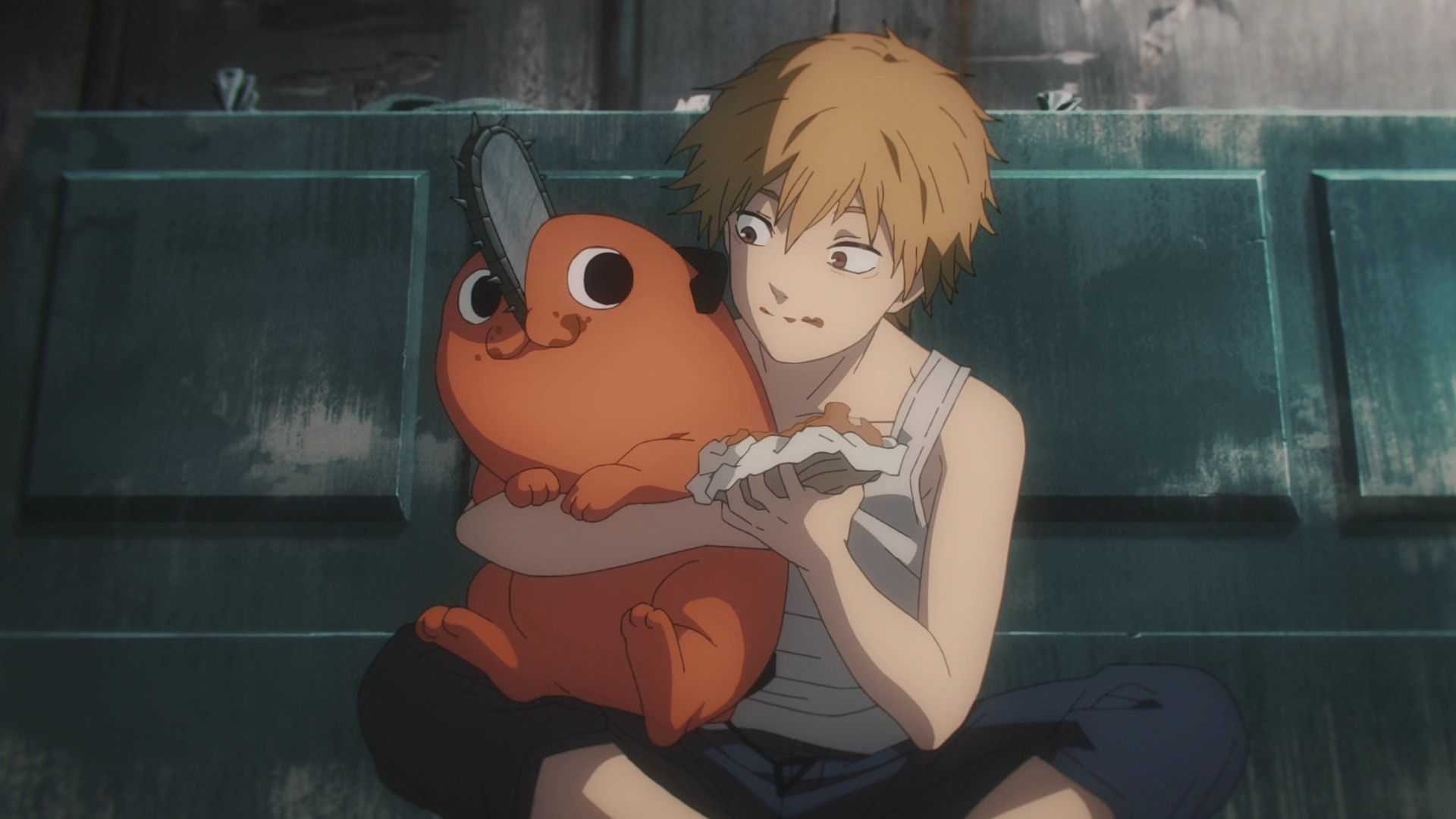 Denji and Pochita eating together in Chainsaw Man