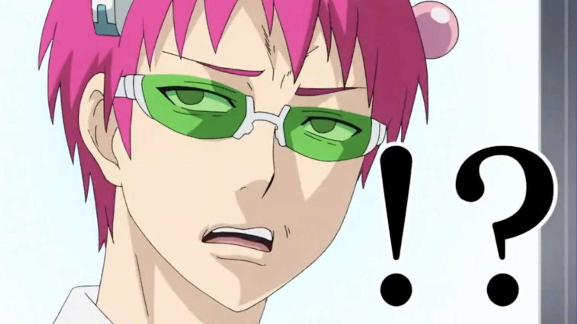 Le visage agacé de Saiki K dans l'anime Kusuo Saiki The Disastrous Life Of Saiki K.