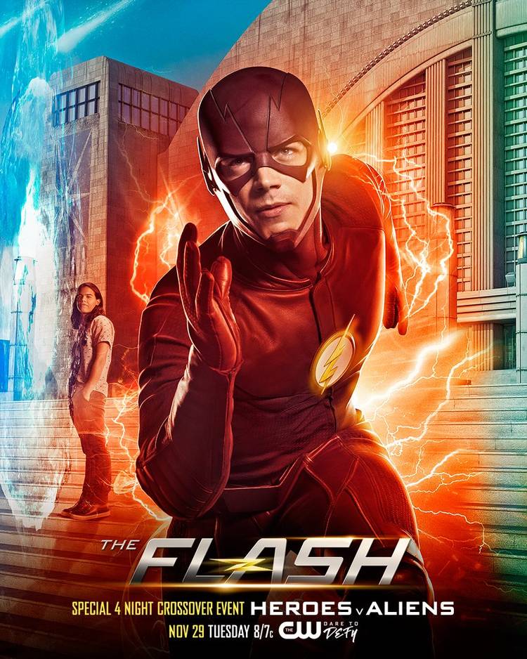 Flash's Arrowverse Crossover Poster Pays Homage to the Hall of Justice