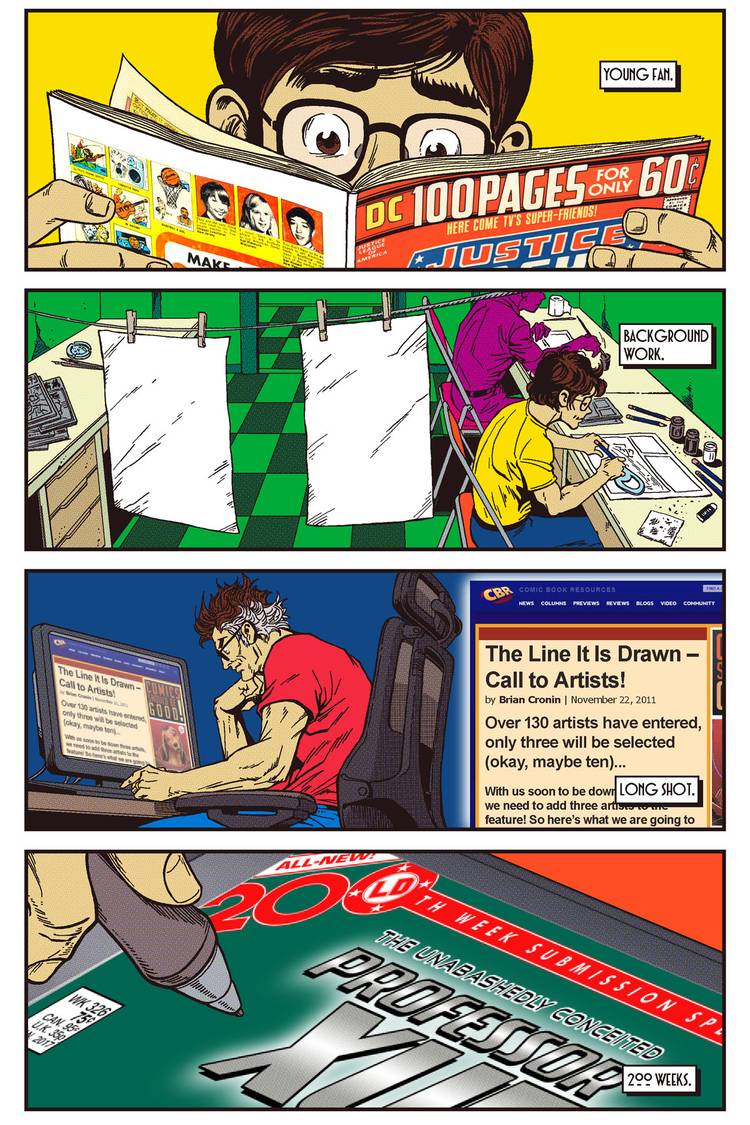 Line it is Drawn: 4 Panel/8 Word Comic Book Origins!