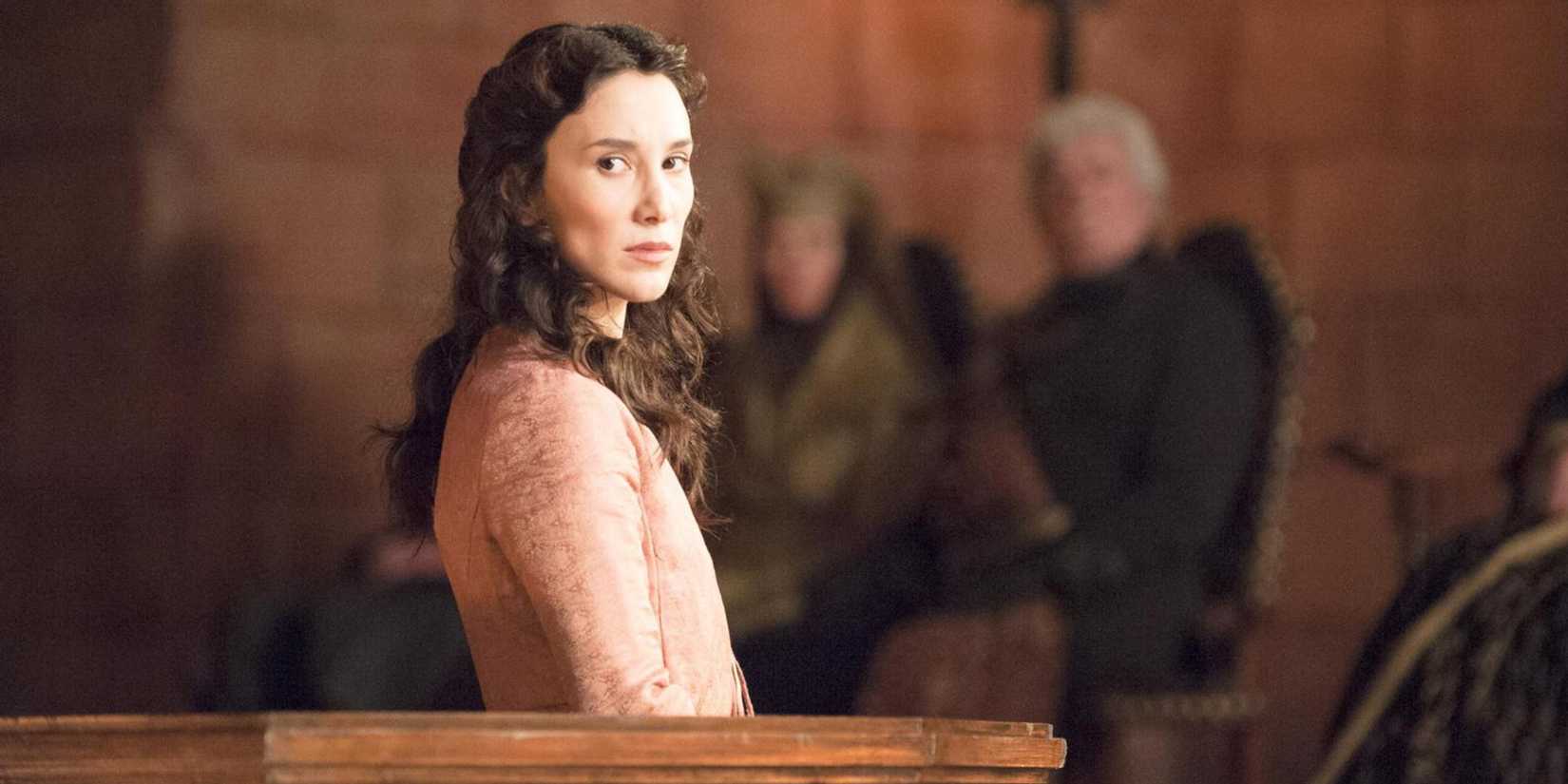 Shae looks back at Tyrion with anger in Game of Thrones.