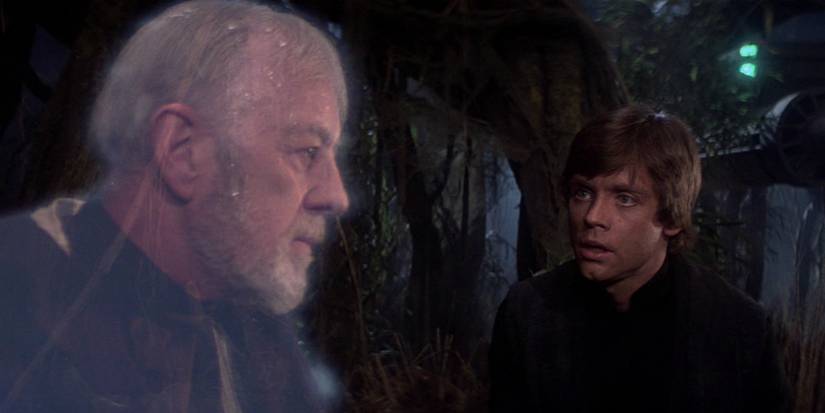 Obi-Wan Kenobi appears as a Force ghost to Luke Skywalker in Return of the Jedi.