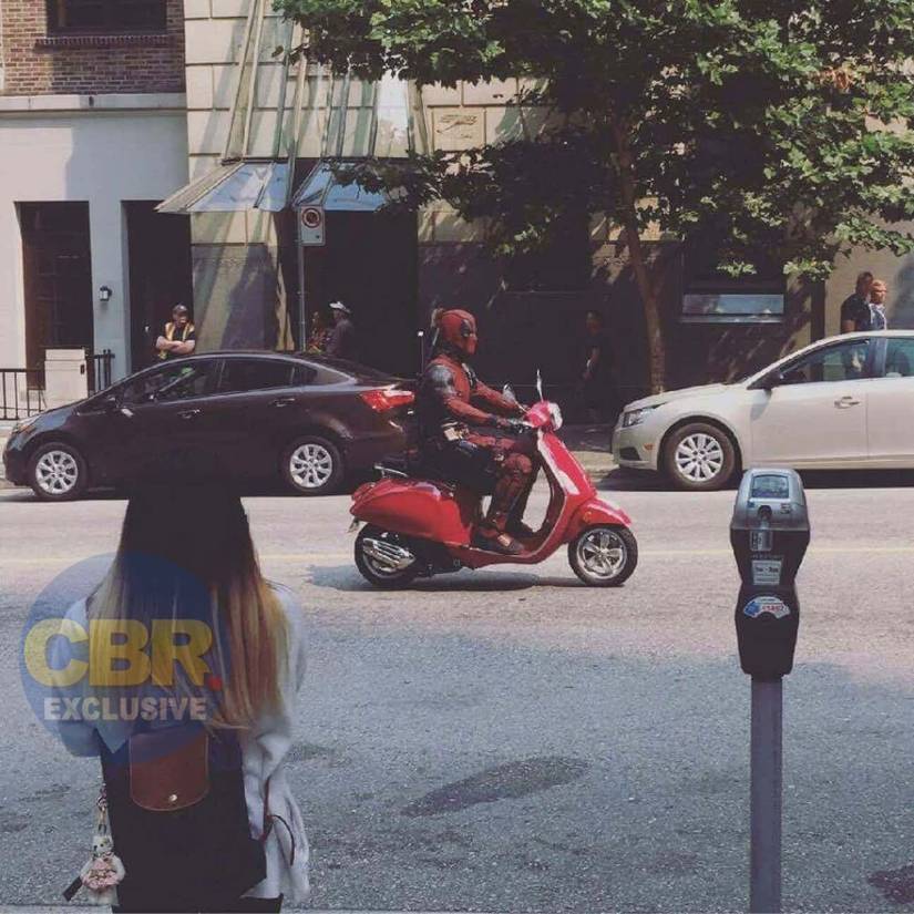 Wade Wilson Rides Scooter in Deadpool 2 Set Photos