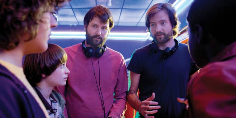 The Duffer Brothers, the creator of Stranger Things, on the set of the series