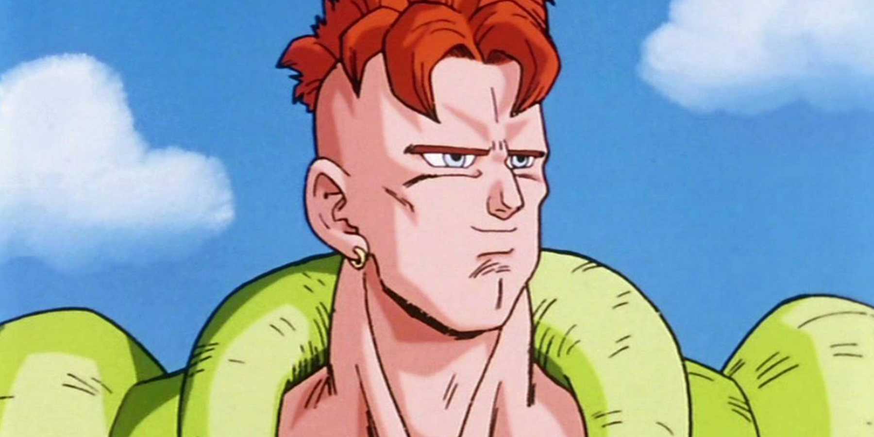 Android 16 takes in his surroundings in Dragon Ball Z.