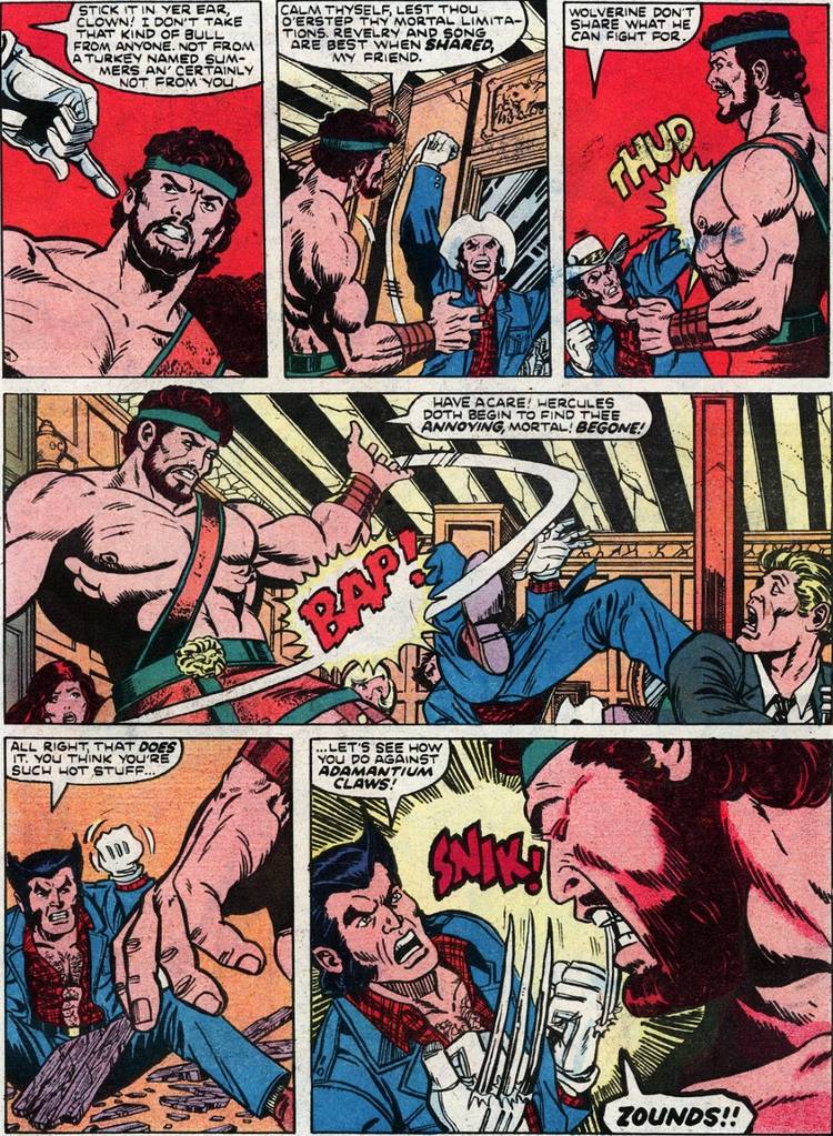 Wolverine starts a fight with Hercules