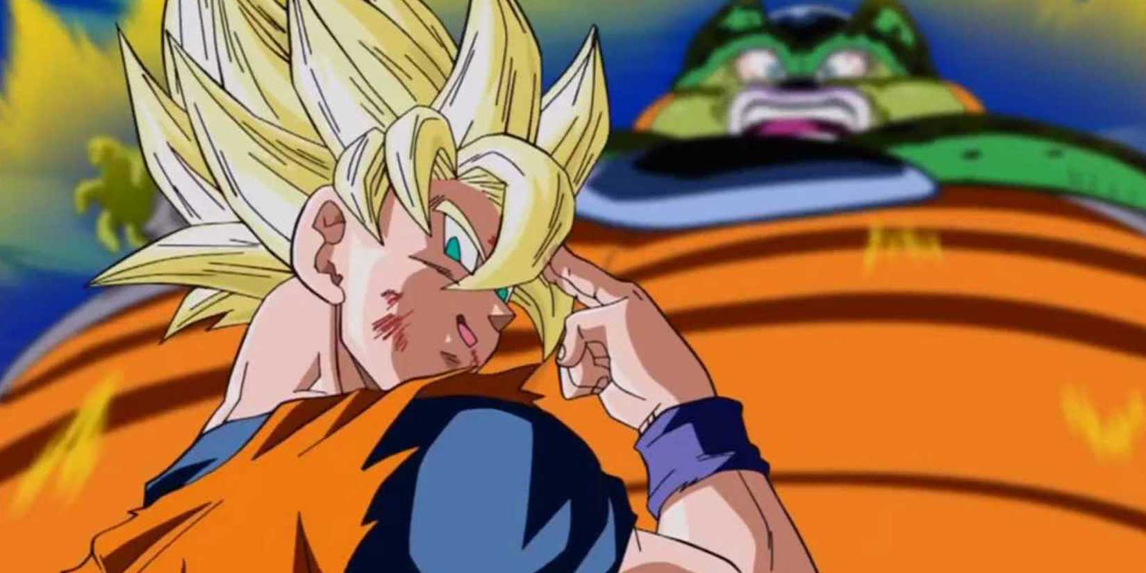 Goku says goodbye before he uses an instant transmission with a self -destructive cell in Dragon Ball Z.