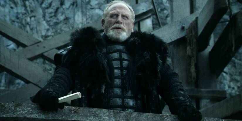 Jeor Mormont looks out on the Night's Watch in Game of Thrones