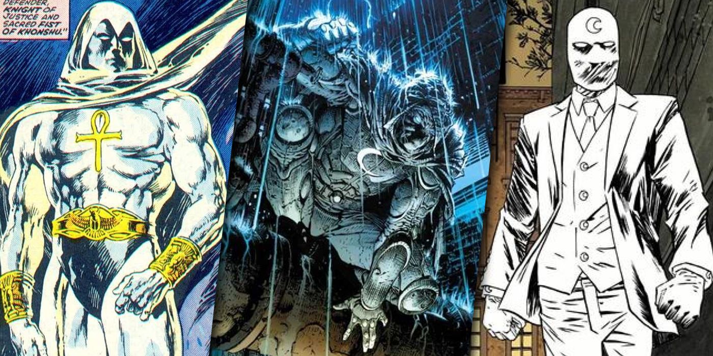 Moon Knight wearing his various costumes
