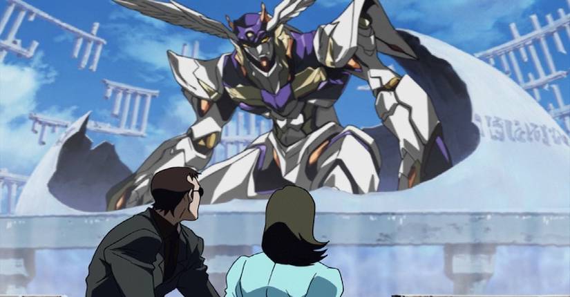 The RahXephon Mecha hatching from an egg.