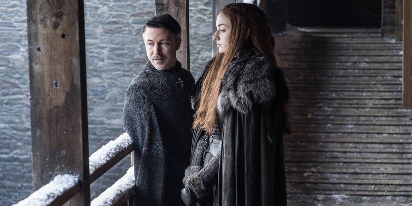 Petyr Littlefinger Baelish talks to Sansa at Winterfell in Game of Thrones