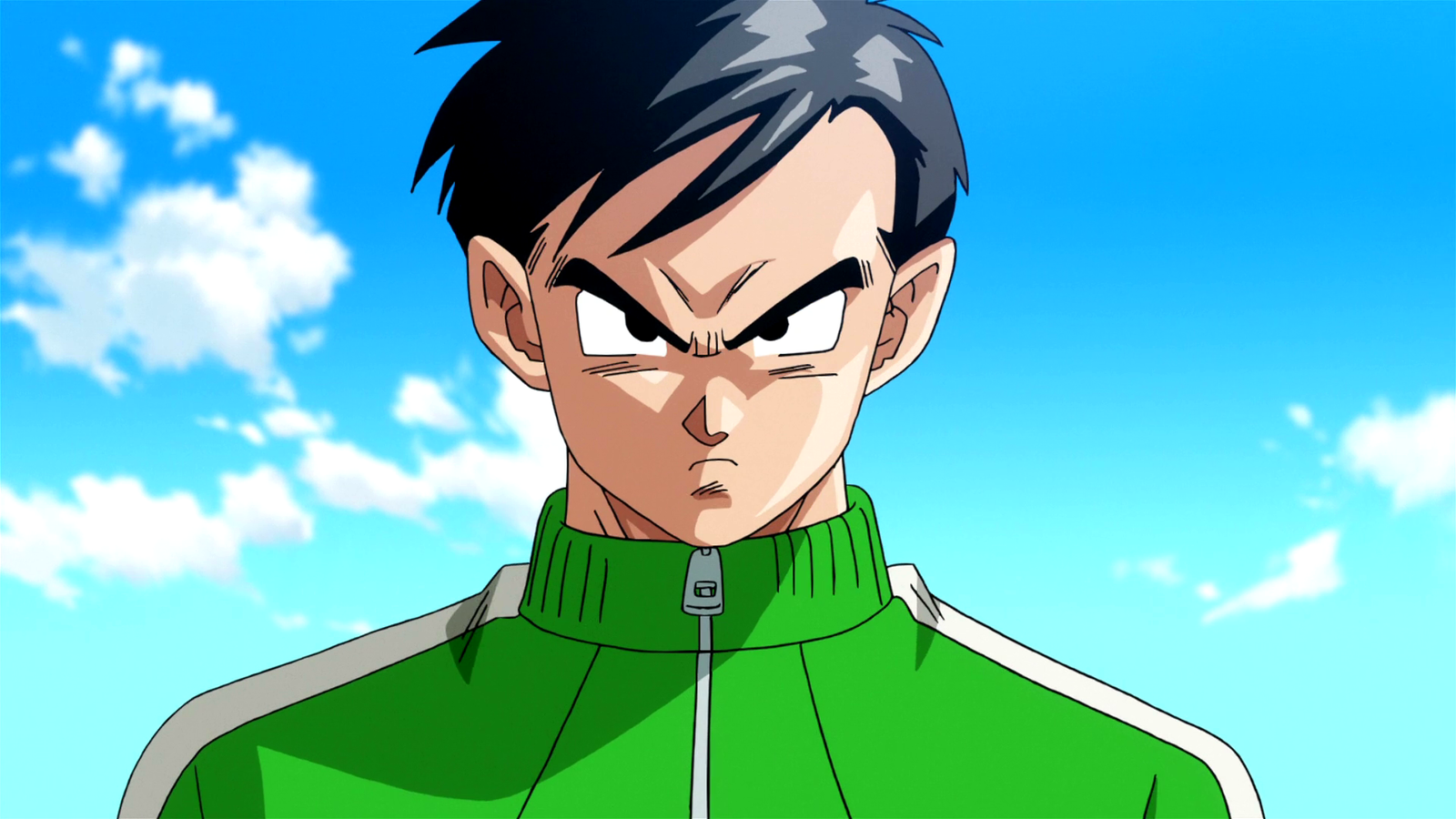 Adult Gohan glares at something offscreen in Dragon Ball