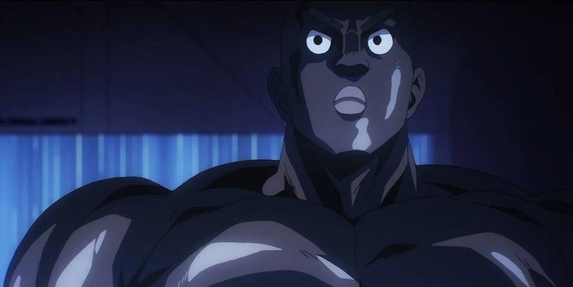 Superalloy Darkshine peers upward in One Punch Man