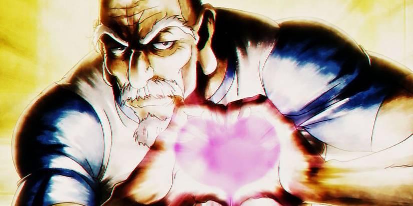 Isaac Netero fait un signe de cœur sur son cœur dans Hunter X Hunter