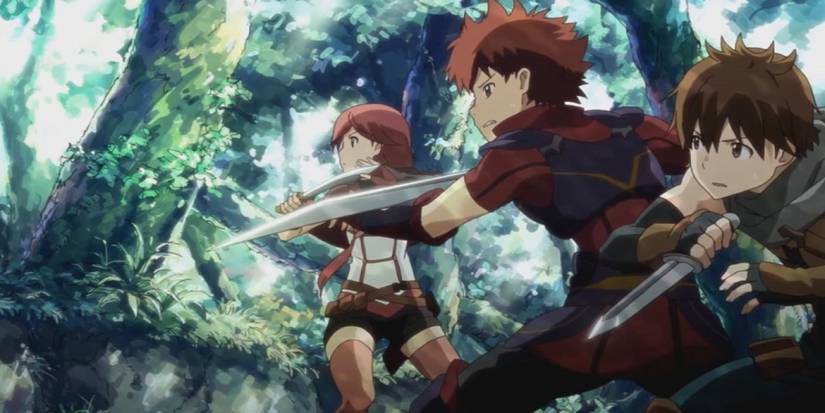 Students hunt in the forest in Grimgar of Fantasy and Ash.