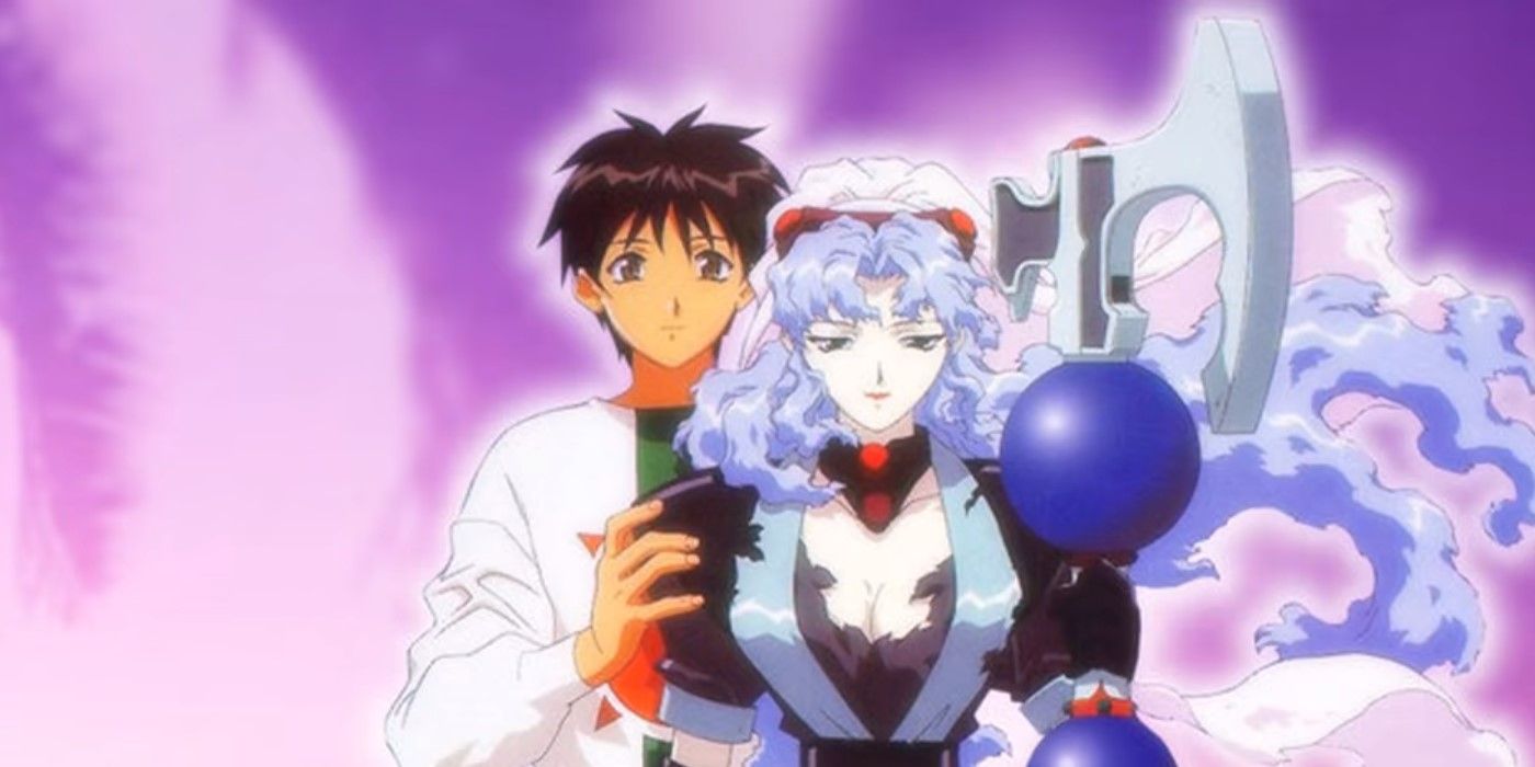Makoto standing behind Ifurita in El-Hazard: The Magnificent World.