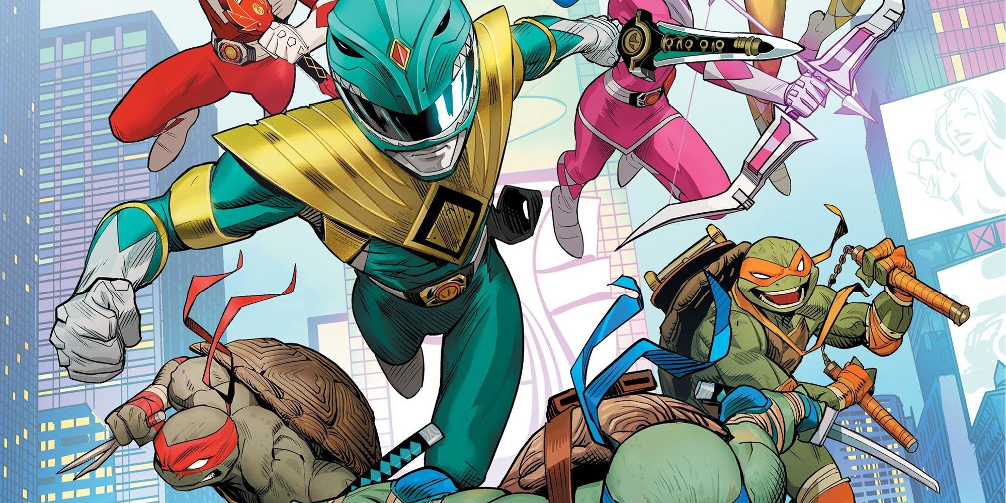 Mighty Morphin Power Rangers Meet TMNT in Crossover First Look