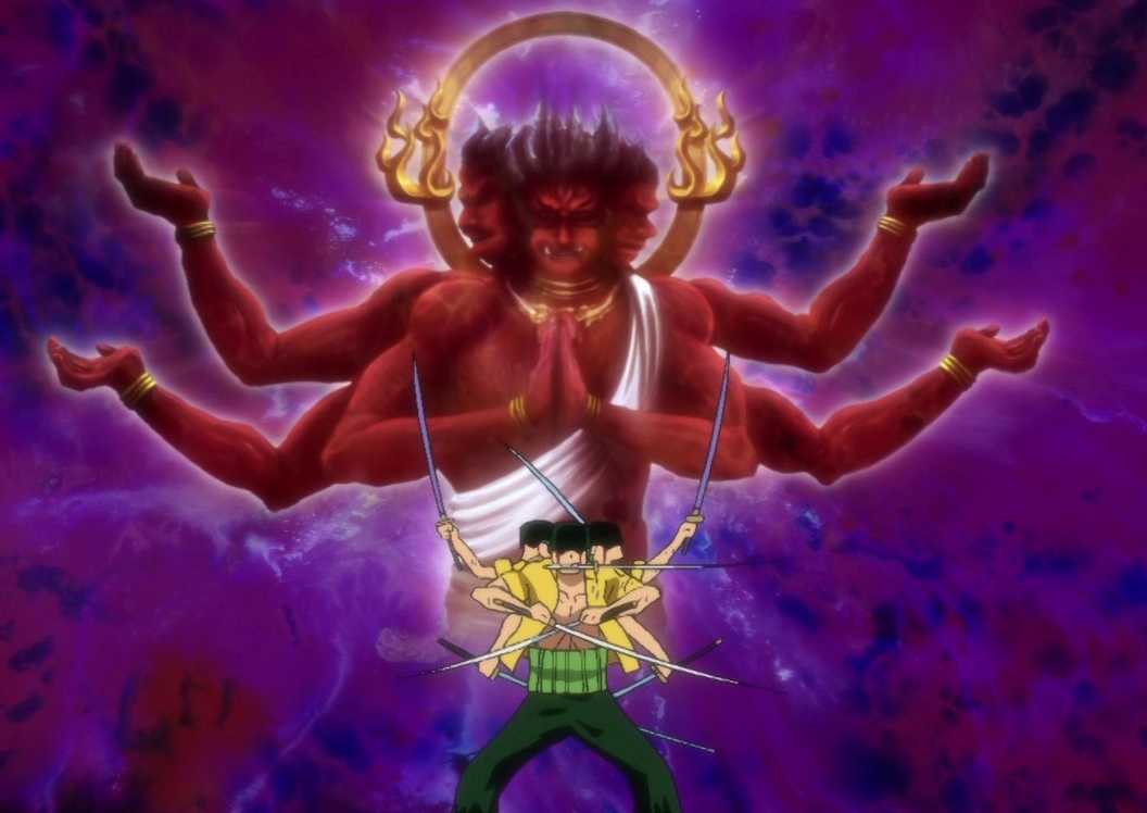 Zoro reveals Ashura while fighting Kaku.