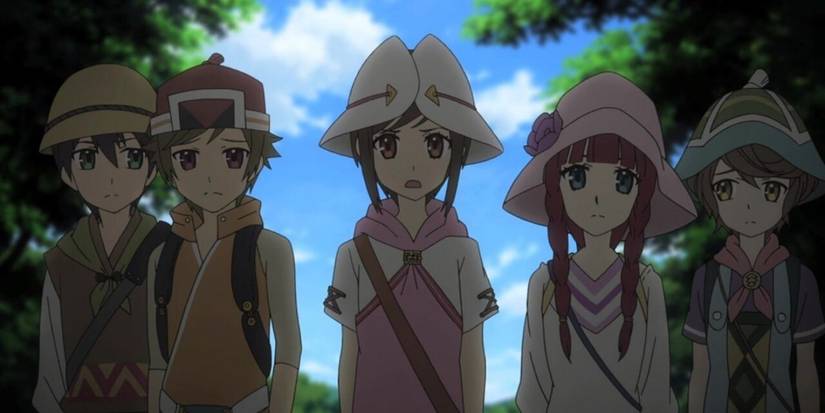 Para pemeran utama Shinsekai Yori berdiri bersama