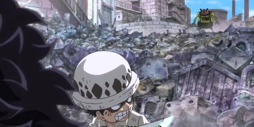 Image shows a child Trafalgar Law running from Buffalo - One Piece