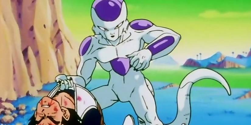 Frieza grabs Vegeta in Dragon Ball Z