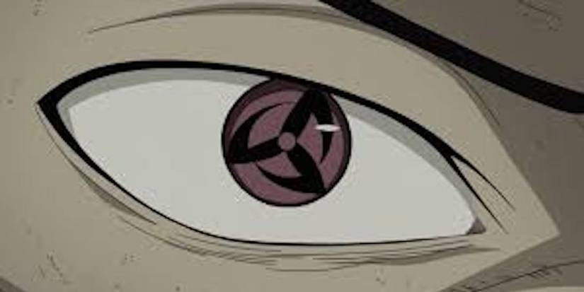 a closeup of the mangekyo sharingan in Naruto.