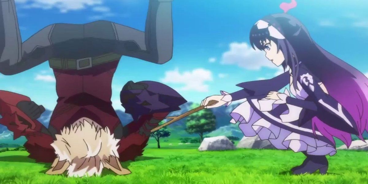 Nemesis points a stick at Ray Starling in the Infinite Dendrogram anime