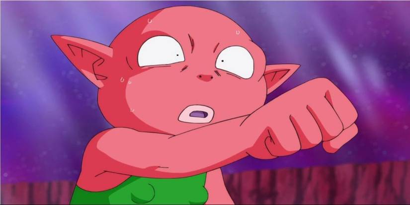 Monaka throws a punch at Hit in Dragon Ball Super.