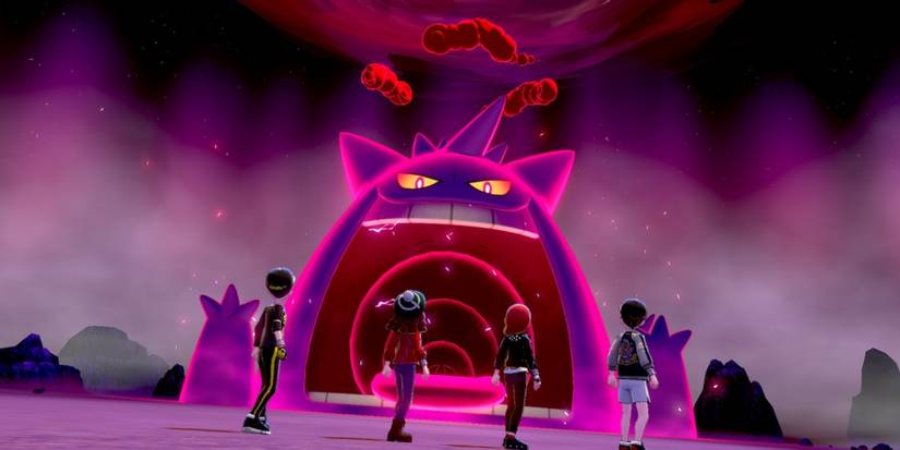 A Gigantamax Gengar consumes its competition in Pokémon Sword and Shield.