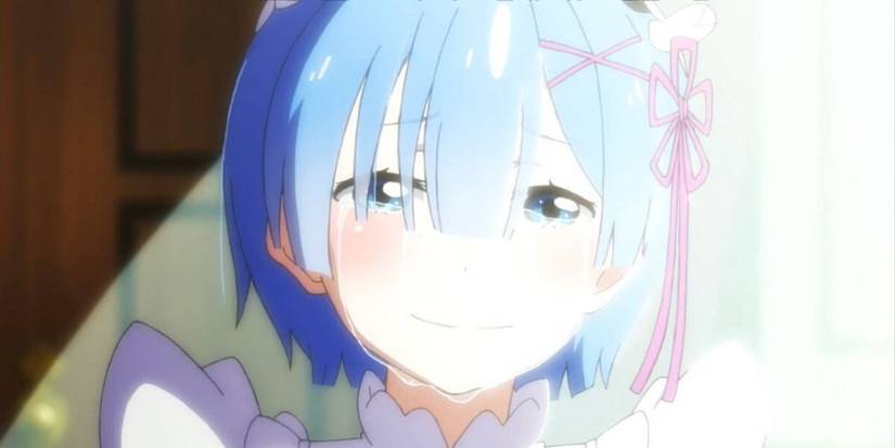 Rem smiling and crying