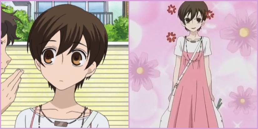 haruhi fujioka pink dress Haruhi My favorite outfit of hers is this pink dress! It's on the episode where she met Kyouya lost in the department store while Tamaki and the rest are busy enjoying