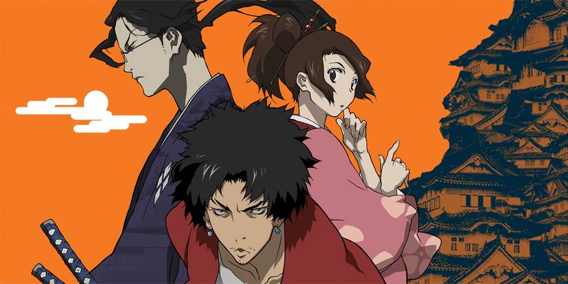Mugen, Jin, and Fu pose in the Samurai Champloo anime series