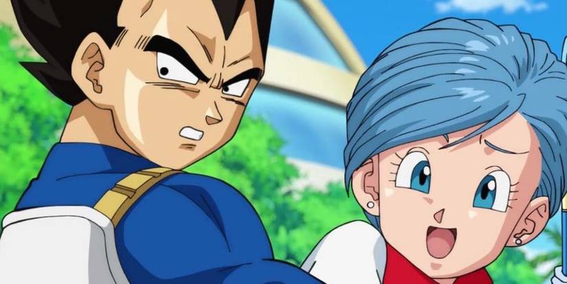 Bulma and Vegeta make shocking faces in Dragon Ball Super