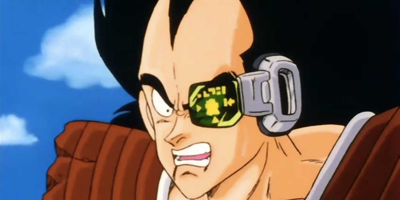 Raditz reads the scouter in Dragon Ball Z.