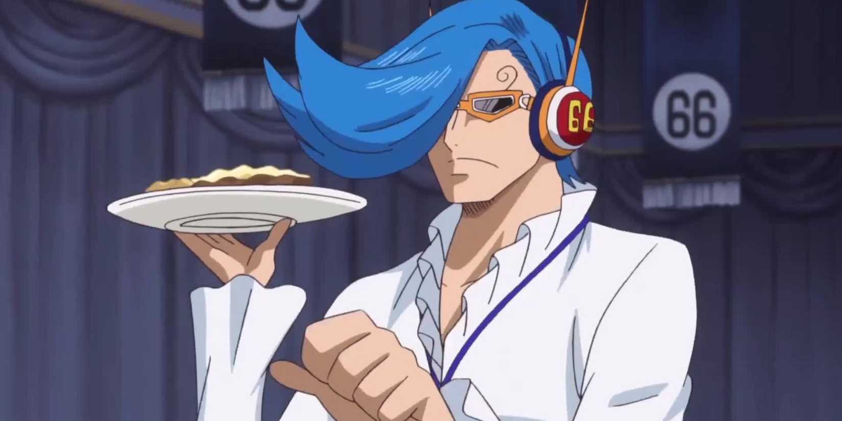 Niji Vinsmoke carrying a plate of food 