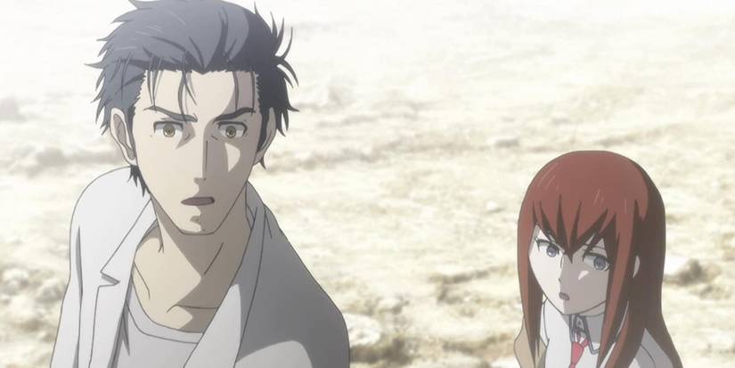 Okabe and Kurisu in steins gate