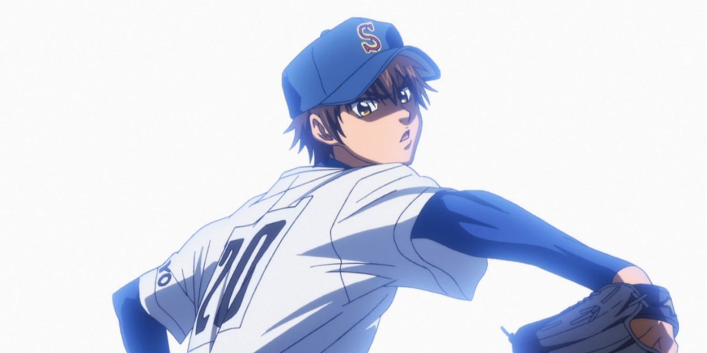 Eijun Sawamura from Ace of Diamond playing baseball.