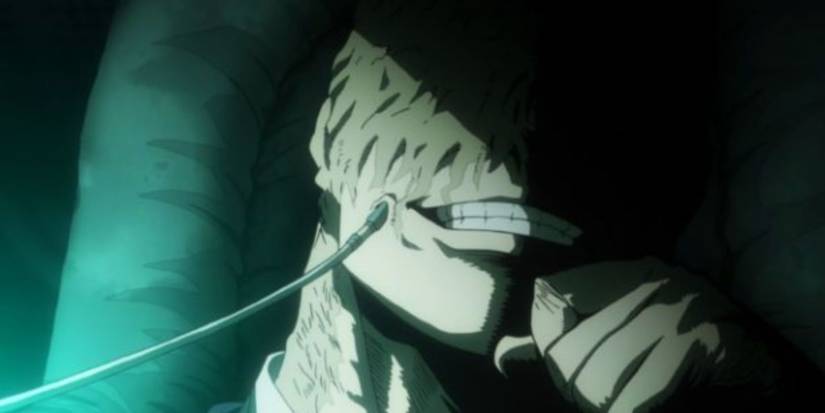 All For One without his mask grinning in the shadow in My Hero Academia