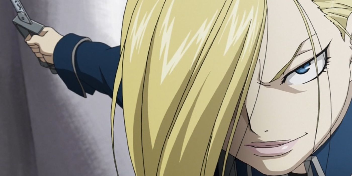 Olivier Mira Armstrong avec son sabre dans FMA : fraternité