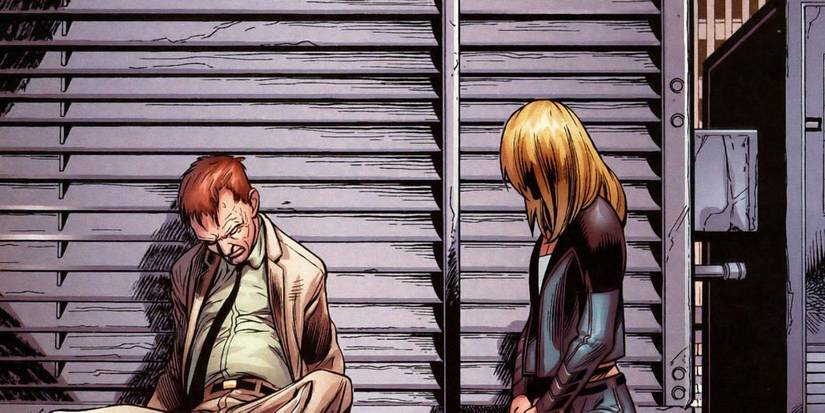 Art from Marvel's Ultimate Spider-Man series shows Richard Parker leaning against a sliding door