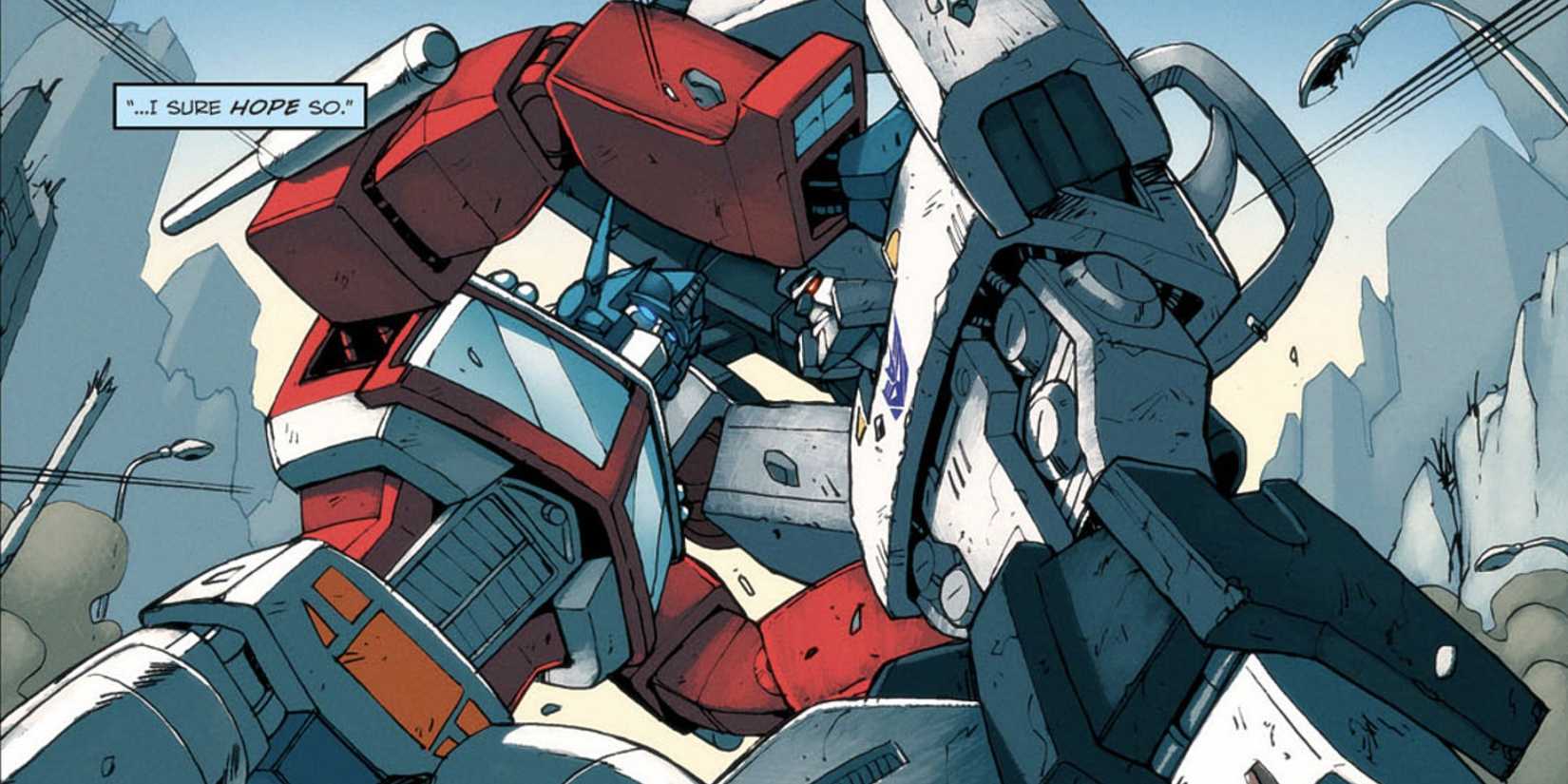 Optimus fighting Megatron in Transformers: All Hail Megatron.