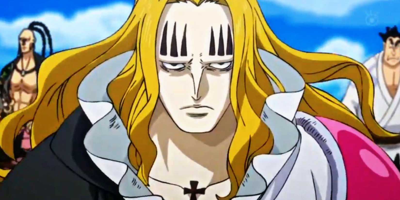 Basil Hawkins patrouille Wano en tant qu'un des subordonnés de Kaido pendant l'arc Wano Country de One Piece.