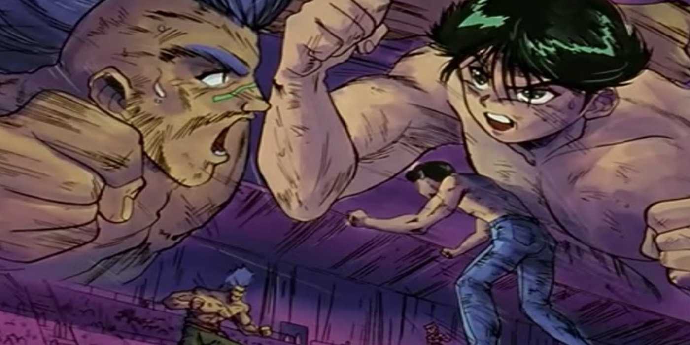 Yusuke fights Chu in the Dark Tournament in Yu Yu Hakusho.