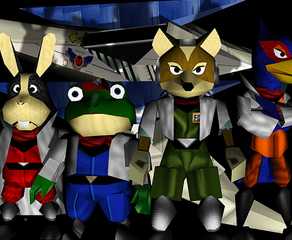 The main Star Fox 64 cast standing together.