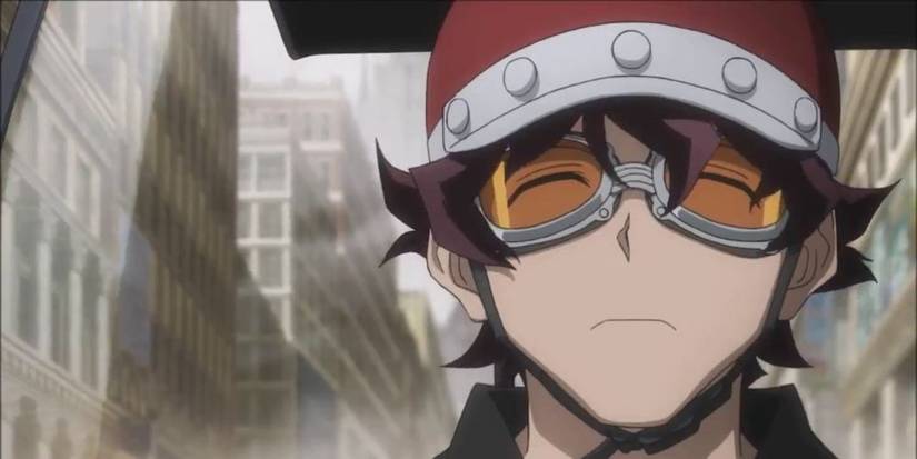 Leonardo Watch ferme les yeux avec un air effrayé dans Kekkai Sensen