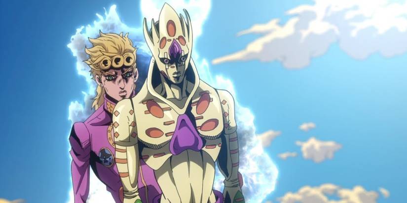 Giorno se tient derrière son stand Gold Experience Requiem